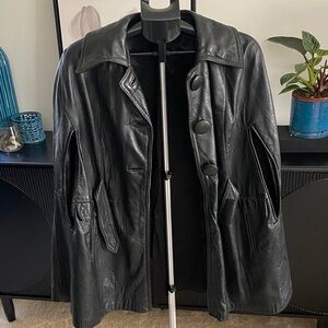 Vintage Black Leather Cape